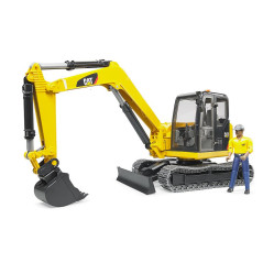 BRUDER 02466 Minibager CAT s figúrkou stavebného robotníka 1:16