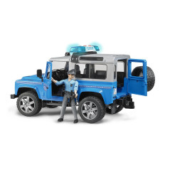 BRUDER Policajné vozidlo Land Rover Defender Station Wagon so svetelným a zvukovým modulom a s figúrkou policajta 1:16 02597