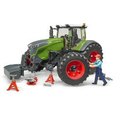 BRUDER Traktor Fendt 1050 Vario s predným závažím a figúrka mechanika s dielenským vybavením 1:16 04041