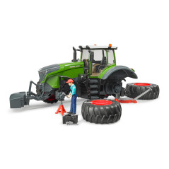 BRUDER Traktor Fendt 1050 Vario s predným závažím a figúrka mechanika s dielenským vybavením 1:16 04041